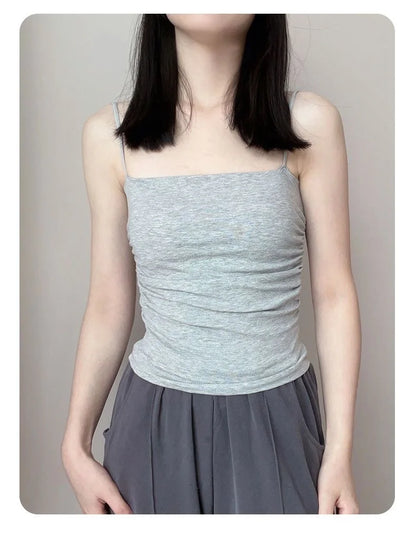 Clearance_New Summer Simple Cotton Sling Camisole Women Girls Crop Top Sleeveless Shirt Lady Bra Tops Straps Skinny Camisole Bas