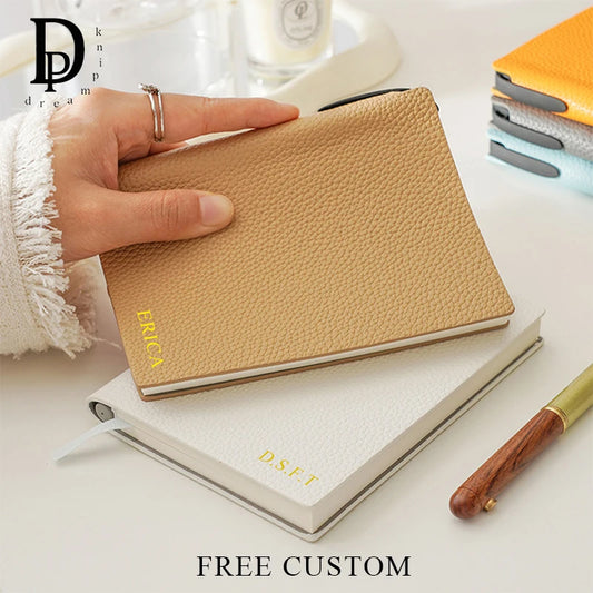Business Office Custom Letters Notebook A6 School Student Leather Fashion Diary Books Portable Luxury Note Book Engraving Gift