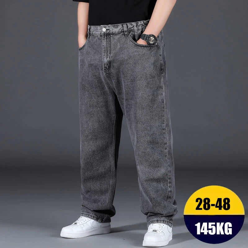 10XL Oversize Jeans Men Spring Fashion Streetwear Plus Size Cargo Jeans Soft Cotton Loose Baggy Casual Jeans For Dad Husband