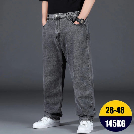 10XL Oversize Jeans Men Spring Fashion Streetwear Plus Size Cargo Jeans Soft Cotton Loose Baggy Casual Jeans For Dad Husband