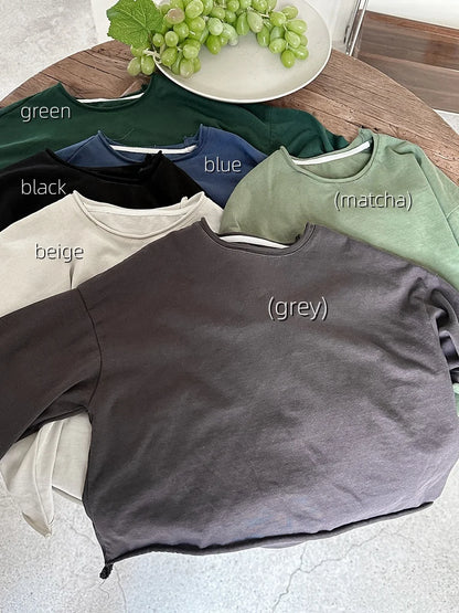 Korean Children's Clothes 2025 Kids Boys 0-3Y Baby Girls Cotton Solid Color Long Sleeve Loose Fit Base Layer Soft Wear Top