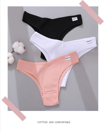 5Pcs/Set Women Cotton Brazilian Panties V Waist Female Underwear Comfortable Underwear Low Rise T-Back Bikini Girls Lingerie New