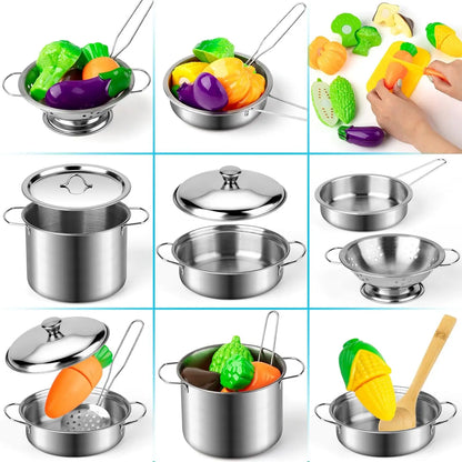 Kitchen Set Pretend Play Simulated Kitchen Toy Children Role Playset Cooking Set Educational Gift for Girls Boy