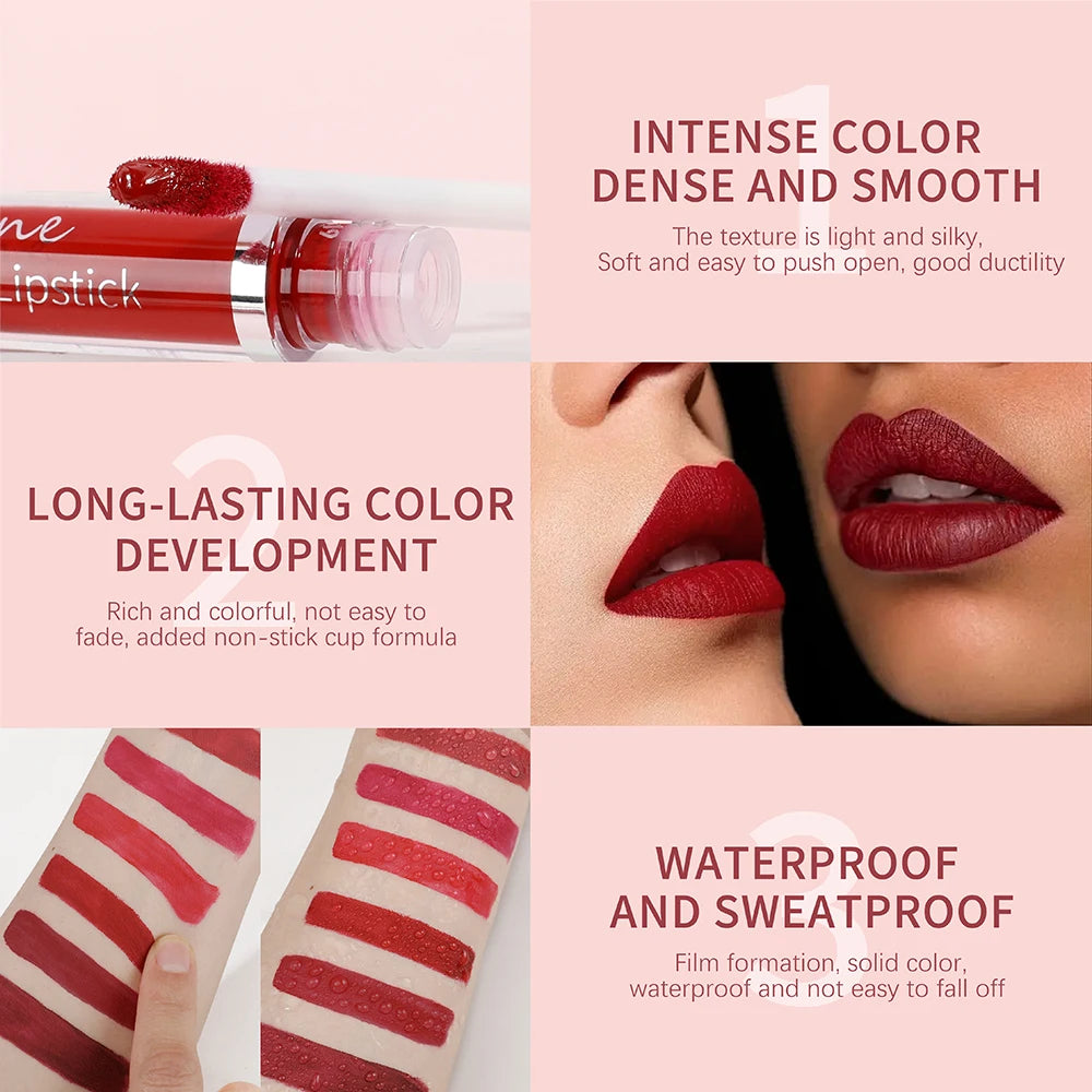 Waterproof Long Lasting Matte Lip Gloss Non Stick Cup Liquid lipstick