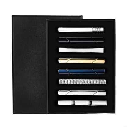 A52E Pack of 8 Stylish Tie Fasteners Men Tie Clip Set for Men Enhances Your Professional Images with These Simple Accessories