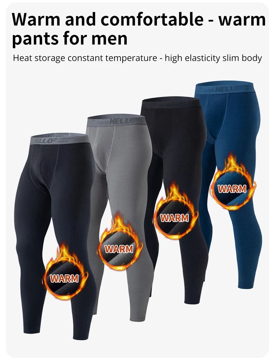 1/3/4 Pcs Men's Autumn And Winter Solid Color Warm Pants Slim Autumn Pants Comfortable Pants Men's Winter Plus Size 5XL Leggings