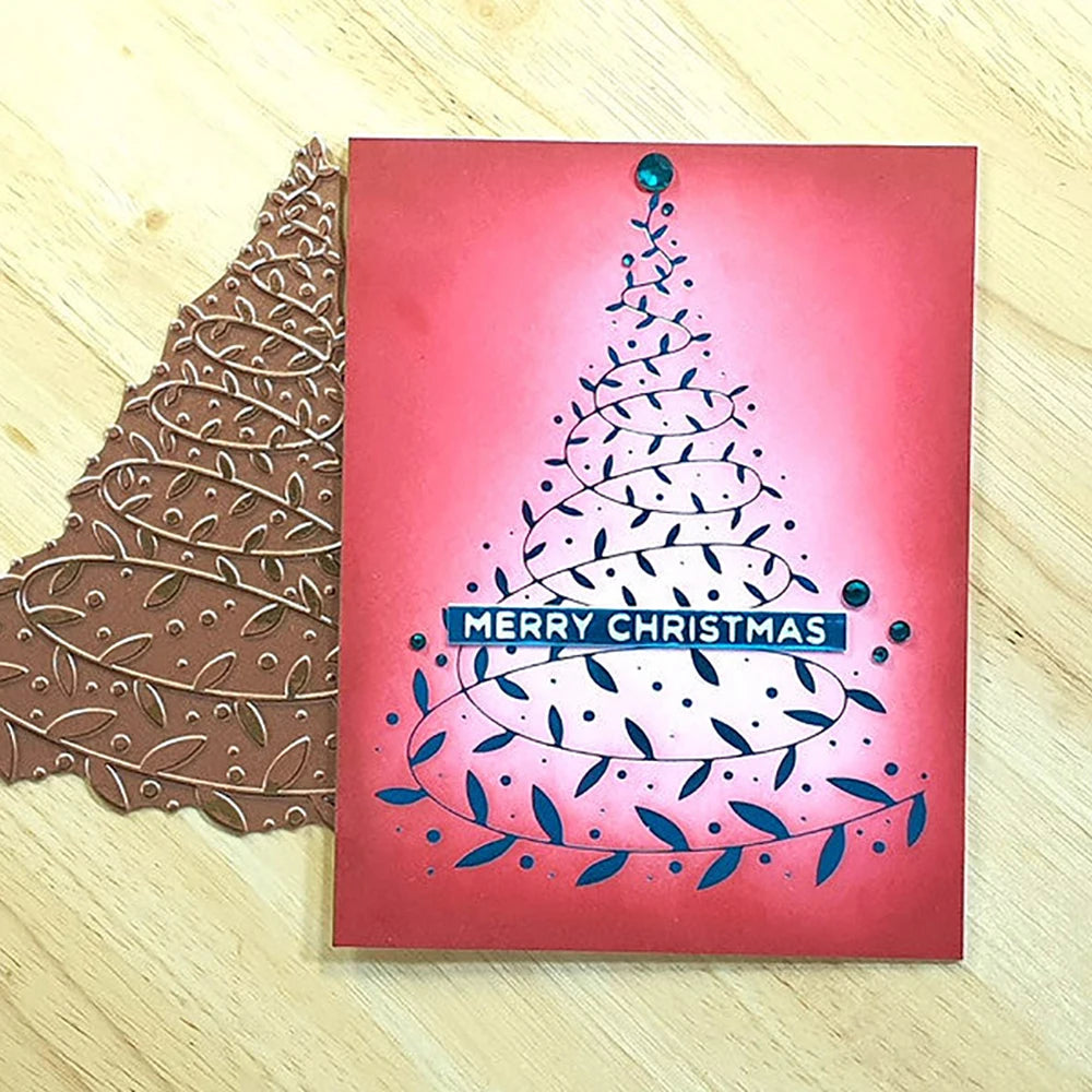 Christmas Tree And Sentiment Words Metal Cutting Dies For DIY Card Making Scrapbooking Photo Album Crafting Supplies Template