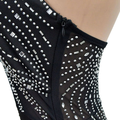 Sparkly Diamonds Elegant Dress Women For Wedding Party Cocktail Prom Dress Rhinestone Sheer Mesh Sexy Formal Evening Dresses