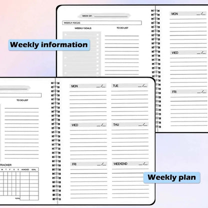 A5 Weekly Planner Coil Daily Planner Simple Stylish Portable Notebook for Study School Office Note-taking Budget Monthly Planner