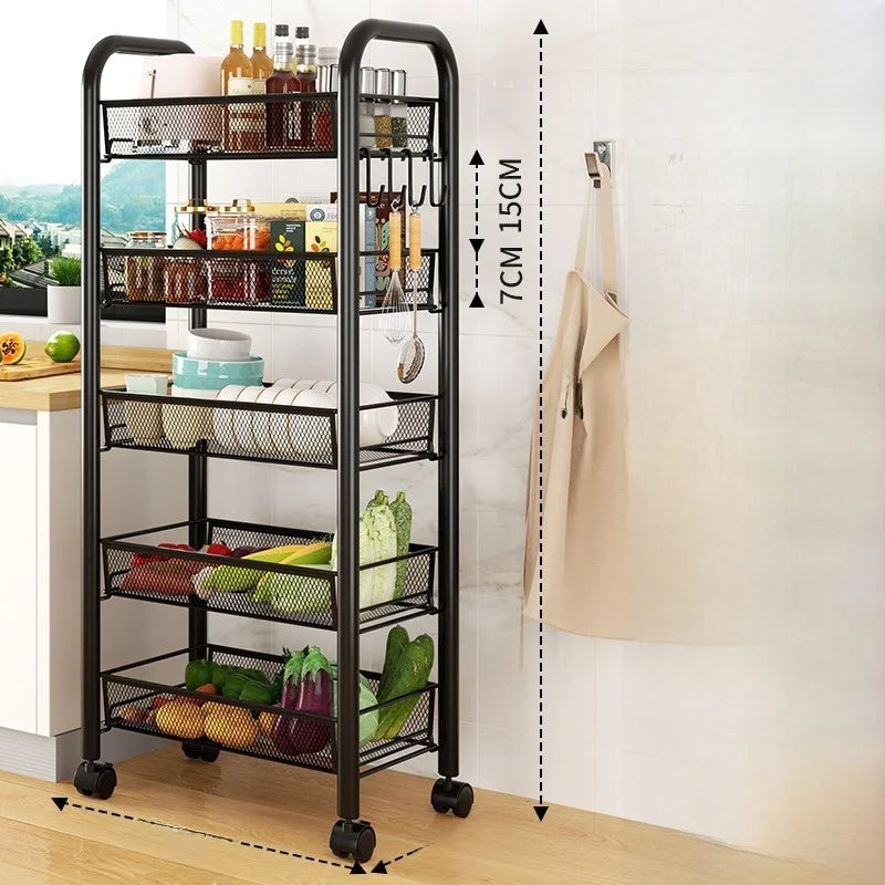 Kitchen Storage Ra Doorstep Drop off Mobile Cart Standalone Floor-Mounted Multi-Functional Organizer for Cooking Utensils