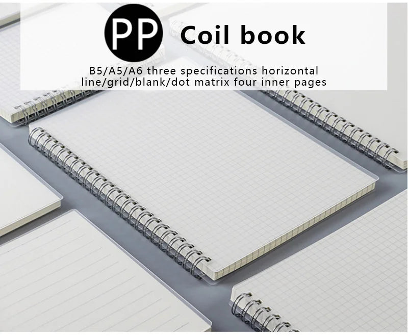 A5/B5 Notebook Spiral book coil Planner Lined Blank Grid Paper Journal Diary Sketchbook For School Supplies Stationery Office