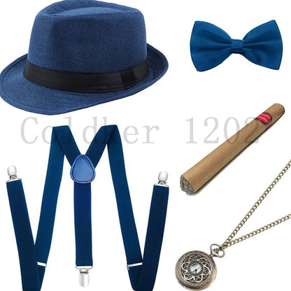 Halloween Cosplay 1920s Men Accessories Set Roaring 20s Costume Retro Gatsby Gangster Grandpa Accessories Set