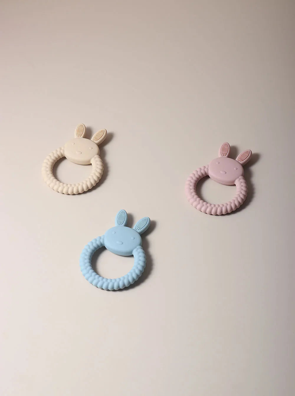 Cute Baby Rabbit Baby Toy Food Grade Safe Silicone Toothbrush bunny Teether Toy Teething Set