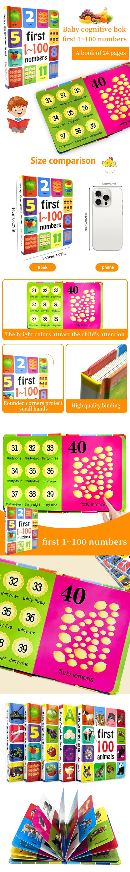 0-2 Years English Children's Cognitive Encyclopedia Enhancing Cognition Children's Early Learning Books Gifts