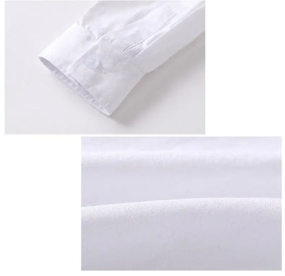 Kids Clothes Girls 8 To 12 Cotton Children Long Sleeve White Shirts Primary School Uniform for Teenage Boys Button Tops 6-16Yrs