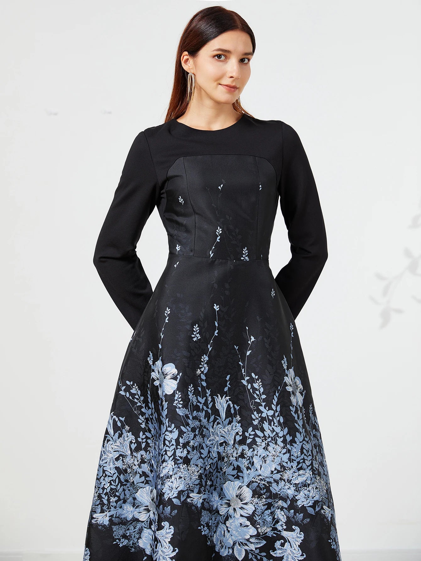 Women Luxury Long Maxi Jacquard Dress Ladies Floral Elegant Dresses New Year Ball Gown Casual Evening Party Maxi Clothing