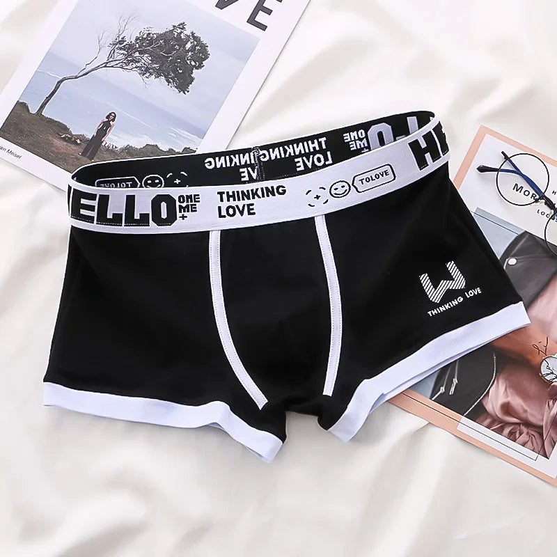 1Pcs Men Cotton Boxer Shorts Panties Underwear3 Colors L XL 2XL 3XL Soft Letter Belt Breathable Soft Fashion Sports