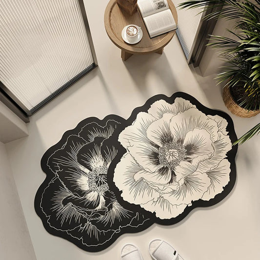 Bathroom Floor Mat Water-absorbing Non-slip Dirt-resistant Carpet Flower Diatom Mud Special-shaped Rug Door Home Decoration Mats