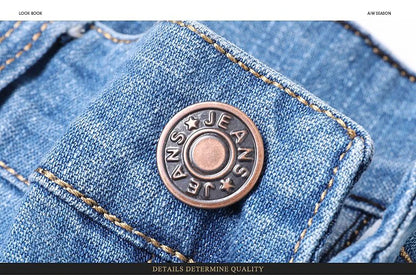 2025 Four Seasons New Men's Denim Business Pants High Quality Good Fabric Comfortable Slimming Straight leg Jeans Light Blue