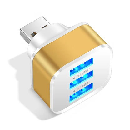 3 Port USB Slots Adaptor USB 3 in 1 2.0 Multple USB Interface Extender Auto Electronics Accessories