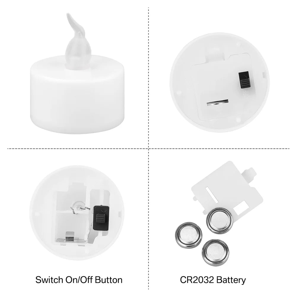 12/24Pcs Flameless LED Candle Battery Operated Flickering Candle For Home Christmas Party Wedding Decoration Tealight Candles