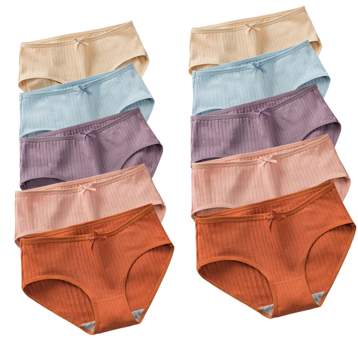 10Pcs/Set Women's Cotton Panties Low Waist Solid Color Briefs Breathable Sexy Lingerie Soft Underwear Female Underpants