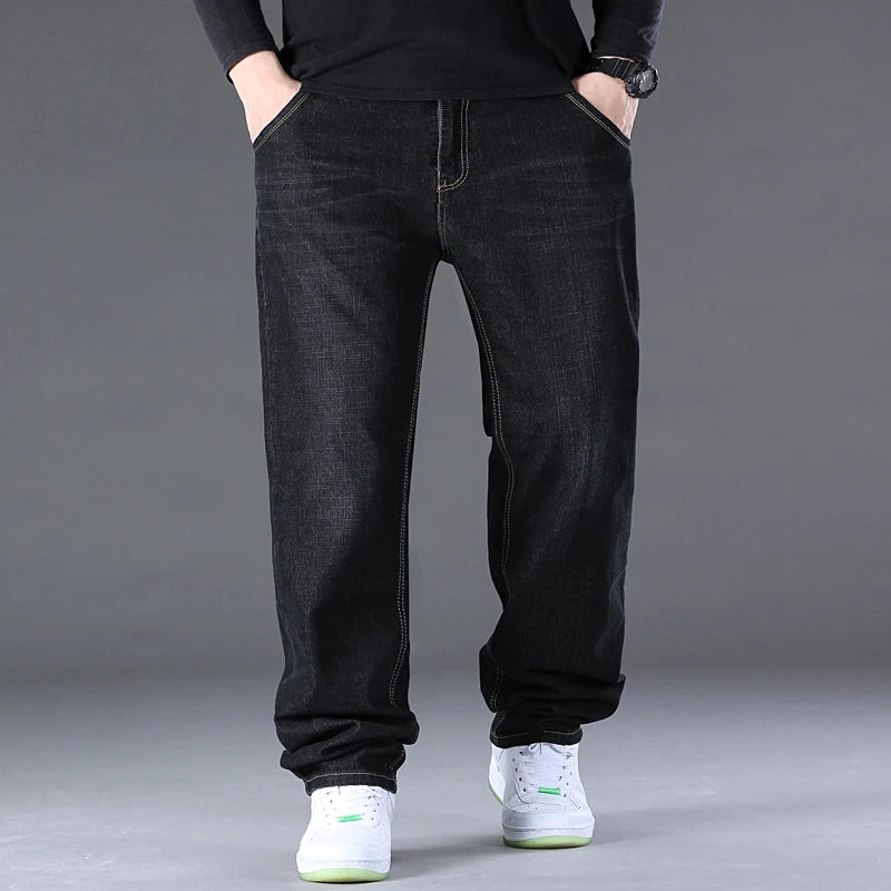 Men Light Luxury Elastic force loose Fit Pants Comfortable Soft Business Fashion ventilate Casual Denim Trousers Male Clothing