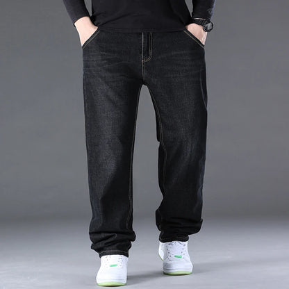 Men Light Luxury Elastic force loose Fit Pants Comfortable Soft Business Fashion ventilate Casual Denim Trousers Male Clothing