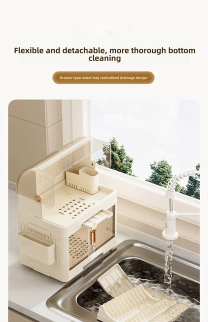 Kitchen Bowl Rack, Tableware Storage Box, Household with Lid, Tableware, Bowl Box, Dish Drain Rack, Plastic Cupboard