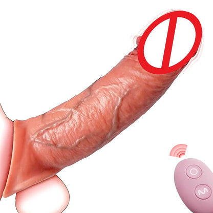 Remote Control Vibration Penis Extension cock Sleeve Silicone Reusable Condom For Men Sex Toys Penis Enlargement