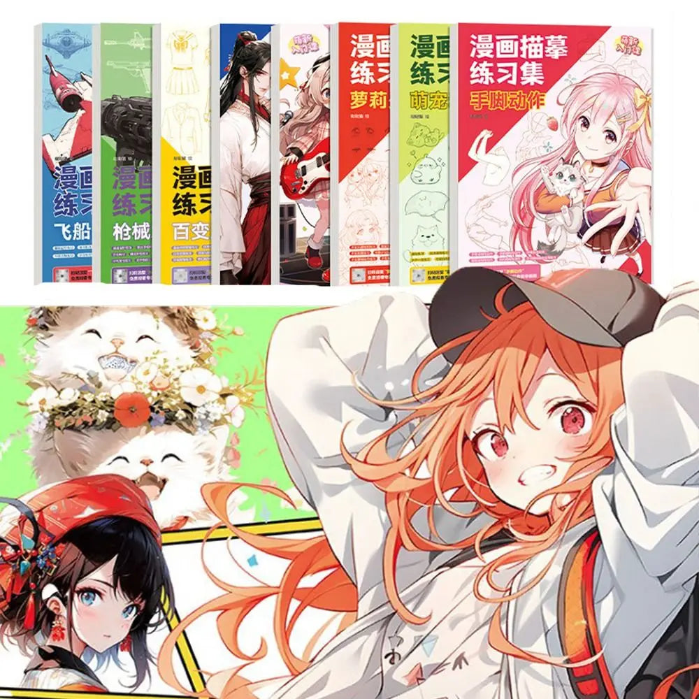 Comics Girl Boy Comics Hand Drawn Tutorial Book Studying Novice Zero Basic Line Draft Practice Book Drawing Copy Book Learning