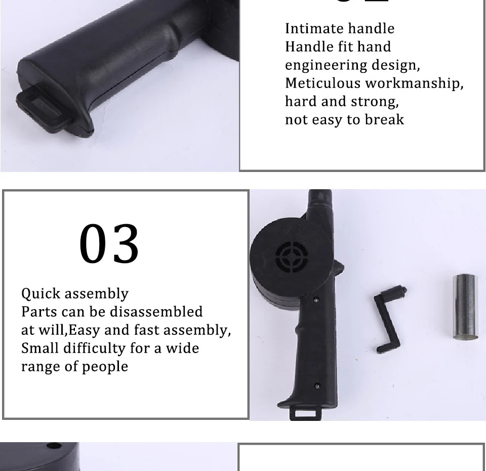 Outdoor Barbecue Fan Hand-cranked Air Blower Portable BBQ Grill Fire Bellows Tools Picnic Camping Accessories Barbeque