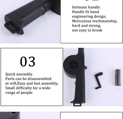 Outdoor Barbecue Fan Hand-cranked Air Blower Portable BBQ Grill Fire Bellows Tools Picnic Camping Accessories Barbeque