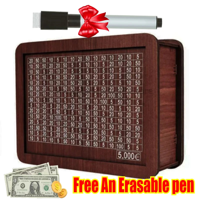 Handmade Natural Wooden Piggy Bank Decorative Disposable Saveing Money Box with Money Goals Counter Piggy Bank for Kids Adults