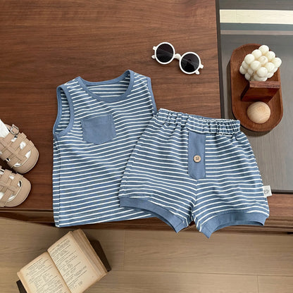 Kids Clothing Set Children's Top and Bottom Stripe Clothes set Two Pieces Summer Toddler Outfit for Kids Boys Girls sports suits