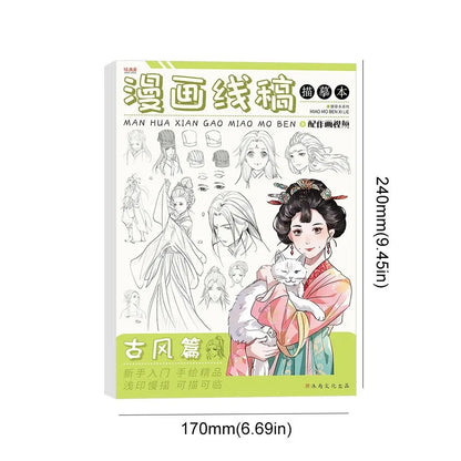 Comics Anime Sketch Tutorial Book Girl Boy Zero Basic Line Draft Tracing Book Novice Hand Drawing Comics Hand Drawn Book