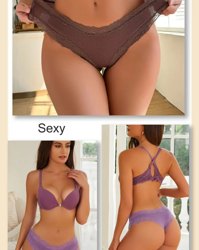 3PCS/Set Women Sexy Lace Panties Cotton Seamless Brazilian Panties Female Sexy Low Rise Soft Underwear G-String Lingerie S-XL