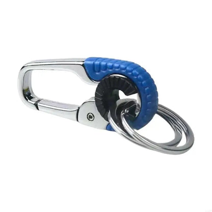 Men Keychain Hook Outdoor Carabiner Double Rings Keyring Making Accessories Alloy Texture for Climbing and Fishing