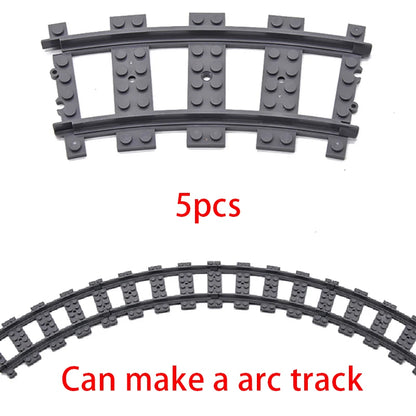 MOC City Train Rail Crossing Flexible Tracks Forked Straight Curved Rails Switch Building Block Bricks Creative DIY Toys