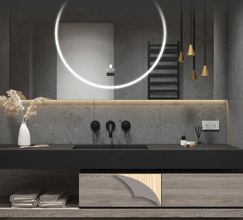 Bathroom Cabinet Smart Mirror Cabinet Slate Ceramic Integrated Washbasin Bathroom Vanity Cabinet with Sink Bathroom Furniture