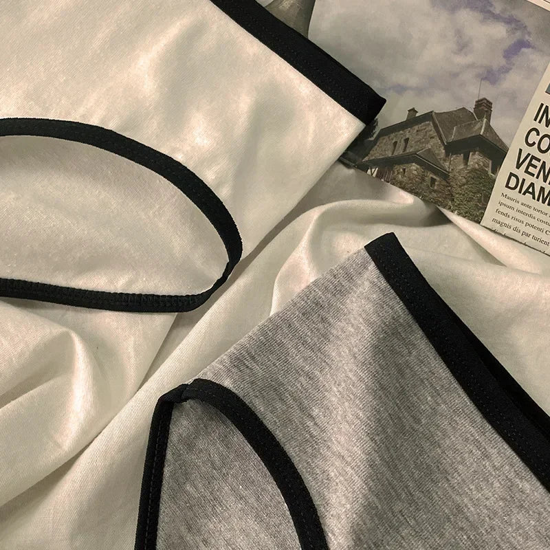 3pcs Cotton Women's Panties Triangle Sports Style Minimalist Girls' Underwear Mid Waist Japanese white black Women Underwear