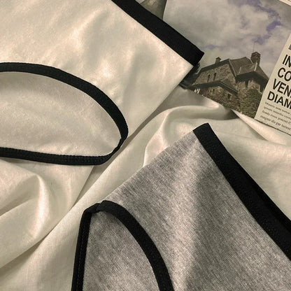 3pcs Cotton Women's Panties Triangle Sports Style Minimalist Girls' Underwear Mid Waist Japanese white black Women Underwear