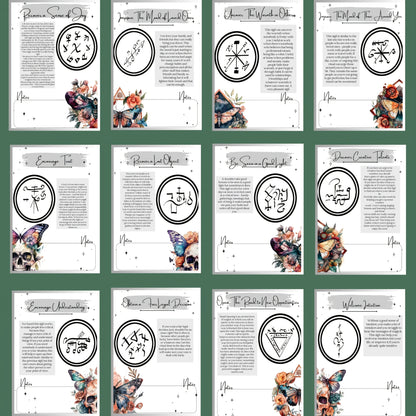 1pc Vintage Occult Grimoire - Sigils & Mystical Symbols Guide, Dark Art Ritual Book with Moons, Pentagrams & Butterfly Design