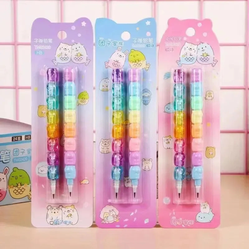 2-Pack Adorable Bear Mechanical Pencils - No-Sharpening Design for School, Office & Gift Giving