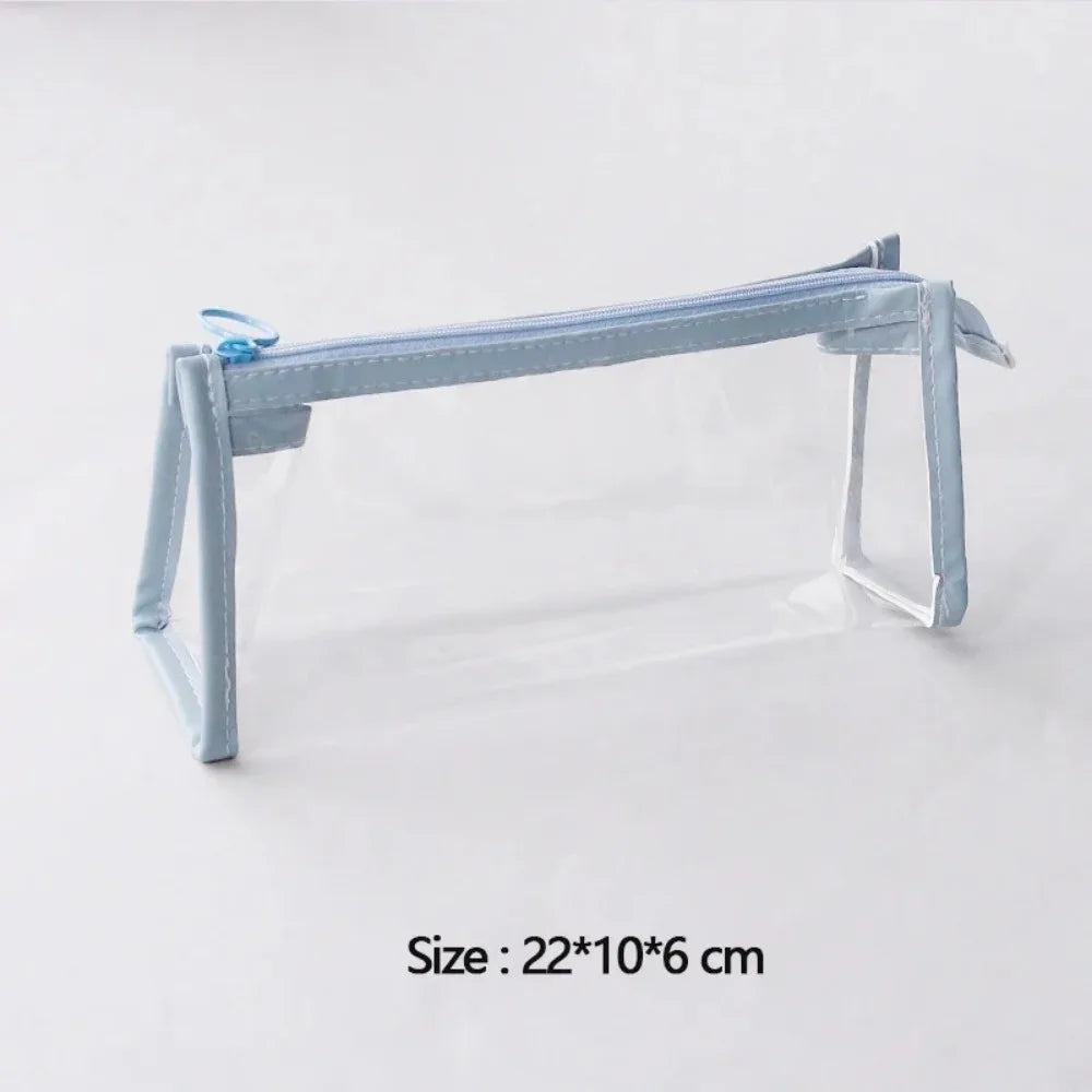 Transparent Pencil Case Large Capacity Simple Pen Bag Kawaii Cosmetic Bag School Study Stationery Office Supplies