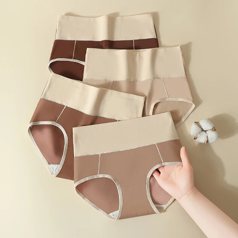 4PCS High Waist Women's Panties Body Shaper Underwear Breathable Cotton Underpants  Plus Size M-5XL Panty Slimming Female Briefs