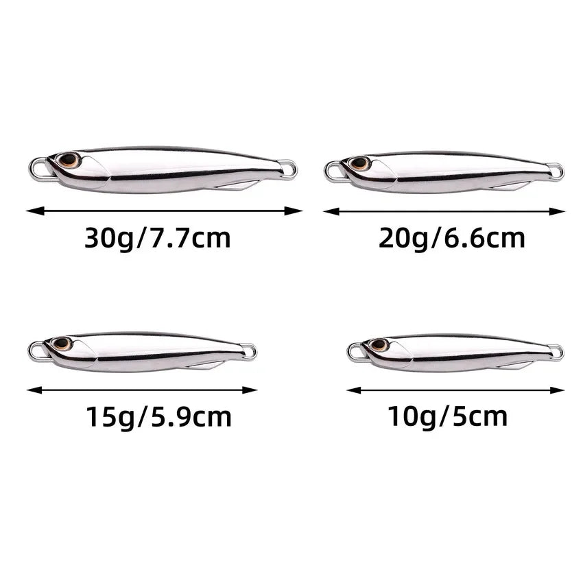 5pcs 10g 15g 20g 25g 30g Plating Silvery Metal Jig Lure Sea Fishing Bait Fishing Lure Saltwater Bass Tackle