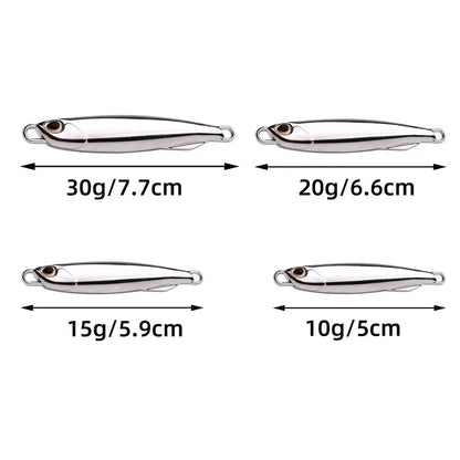 5pcs 10g 15g 20g 25g 30g Plating Silvery Metal Jig Lure Sea Fishing Bait Fishing Lure Saltwater Bass Tackle