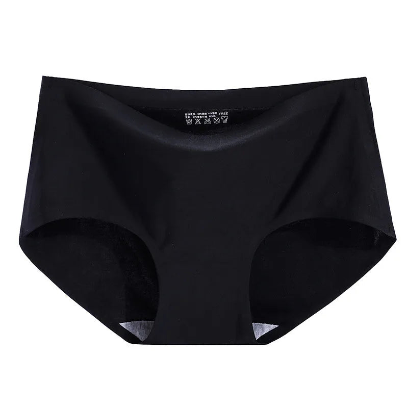 New 1Pcs Women's Panties Seamless Underwear Ice Silk Comfortable Sexy Underpants Female Mid-waist Briefs Lingeries Tanga Girls