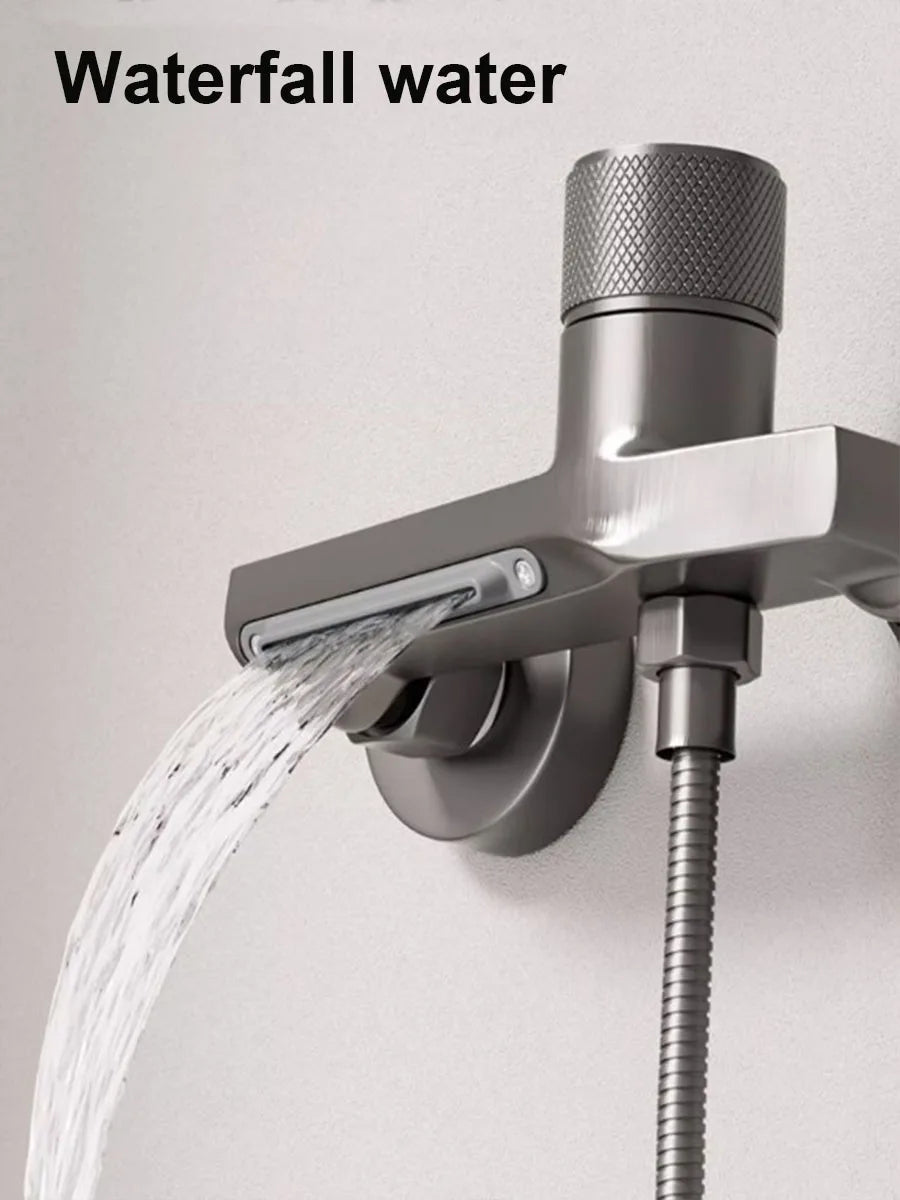 Bathroom Brass Basin Faucets Shower Faucet Wall Mounted Hot Cold Water Dual Spout Mixer Tap For Bathroom